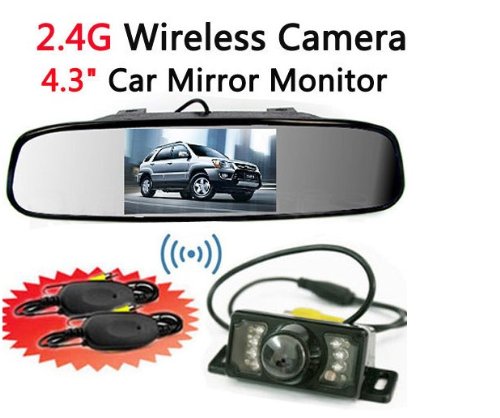 BW® 4.3 Inch TFT LCD Car Reverse Mirror Monitor Wireless Car Rearview Parking IR Night Camera System