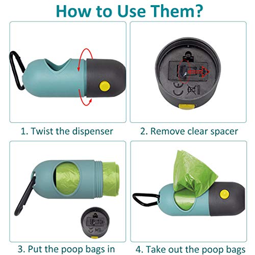 Dog Poop Bag Dispenser Builtin Led Flashlight 2pcs Poop Bag Holder, Dog Waste Bag Dispenser for