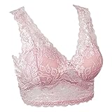 FUNOC New Womens Wire Free Yoga Sports Leisure Lace Vest Crop Top Sleep Padded Bra