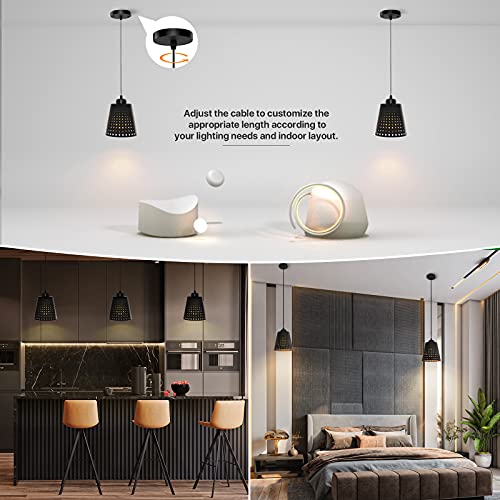 Imoli Industrial Plug in Pendant Kitchen Light Fixtures Farmhouse Modern Black Chandelier Vintage Ceiling Light Fixture Adjustable Hanging Light for Kitchen Island Dining Room Bedroom,E26 Base,1-Pack