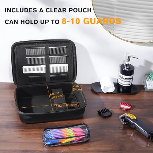 Procase Barber Case, Barber Bag for Clippers and Supplies, Hard Travel Cases for Hair Clippers, Trimmer Organizer Storage Box for Men Razor Guard Grooming Kits -Medium & Black