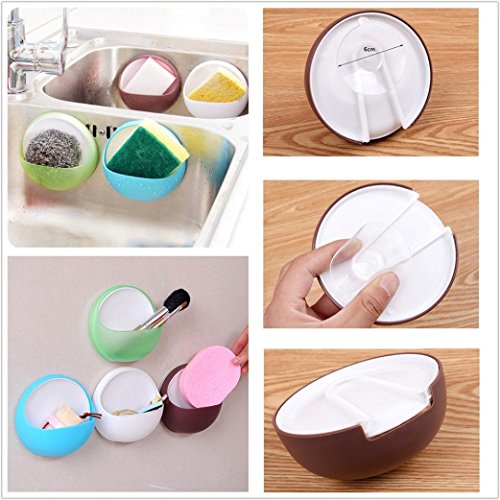 Yeefant 4 Piece Set Plastic Suction Cup Soap Toothbrush Box Dish Holder Bathroom Shower Accessoryï½œLife Helperï½œSaving Your Space (4 Color)
