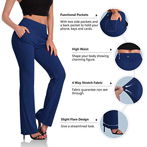 DAYOUNG Bootcut Yoga Pants for Women Tummy Control Workout Bootleg Pants High Waist, 4 Way