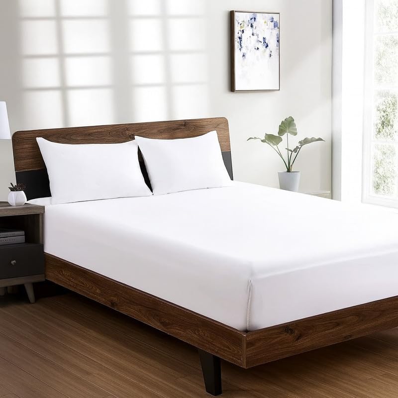 DTEX HOMES Pillowcases 400 Thread Count 100% Egyptian Cotton Hotel Quality Soft Sateen Pillow Covers(Pair of Housewife pillowcases-White)