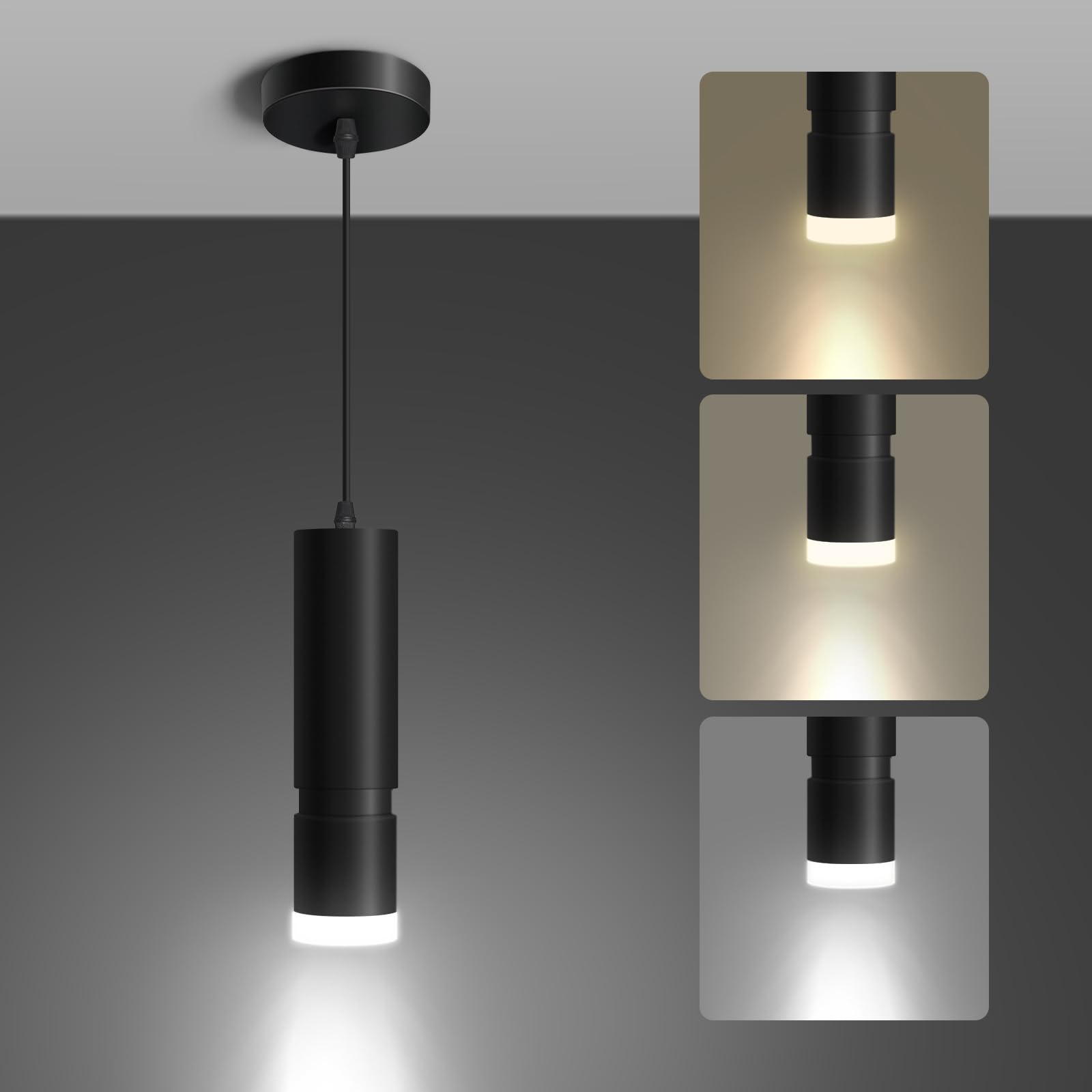 Photo 1 of OKELI Pendant Light, Modern Black Pendant Lights Fixture,3-CCT Unique LED Pendant Lighting for Kitchen Island,20W,2700K/4000K/6000K,ETL