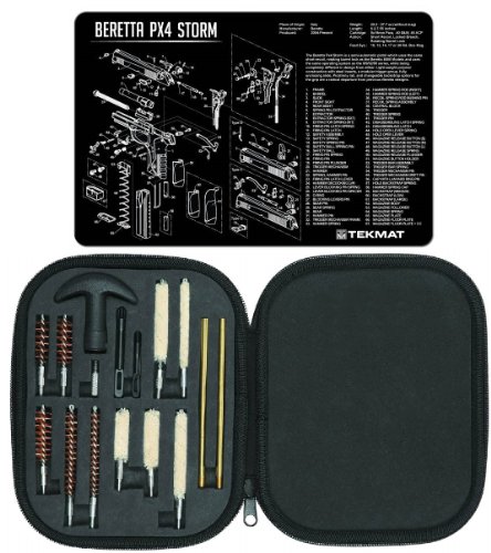 Ultimate Arms Gear Gunsmith & Armorer's Cleaning Work Bench Gun Mat For Beretta PX4 PX 4 Storm + Professional Tactical Cleaning Tube Chamber Barrel Care Supplies Kit Deluxe 17 pc Handgun Pistol Cleaning Kit in Compact Molded Field Carry Case for .22 / .357 / .38 / 9mm / .44 / .45 Caliber Brushes, Swab, Slotted Tips and Patches