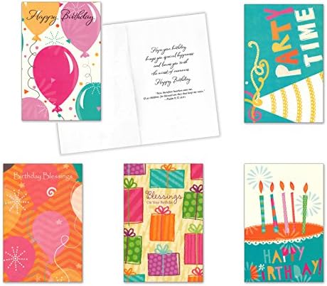 10 Birthday (Religious) Cards with Envelopes - Boxed Enclosure Cards 5 Different Designs. Fantus Paper 5040-BDR29