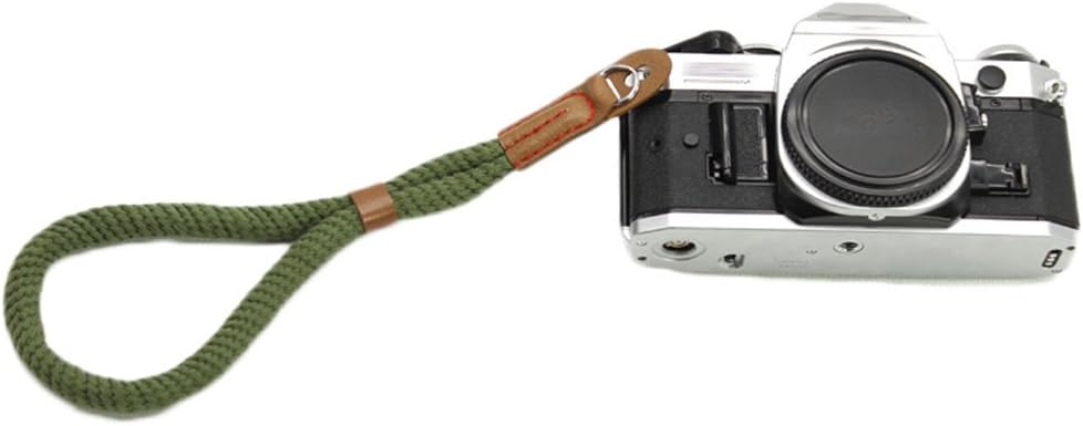 MINI GAGA Universal Handmade Cotton Leather Camera Wrist Strap for Leica Nikon Fuji Pentax Canon Green