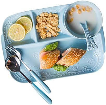 Children's Plate Ceramic Set Tableware Creative Household Children Kindergarten Students Canteen Divide Rice Bowl Bowl Separation