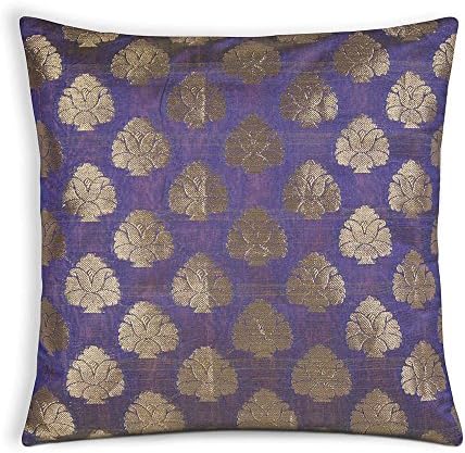 Lavender and Gold Chanderi Silk Pillow Cover