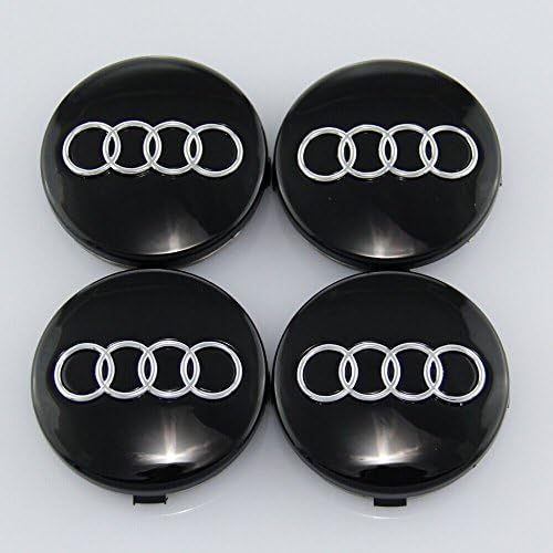 CzlpV 4pc Car Wheel Center Hub Cap Emblem Badge Logo 60mm For Audi (Black)