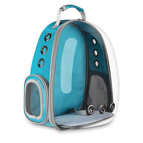 Blitzwolf Pet Transparent Carrier Backpack, Anzone Sightseeing Pet Traveller Outdoor Knapsack Waterproof Lightweight Handbag for Small Animals-Green
