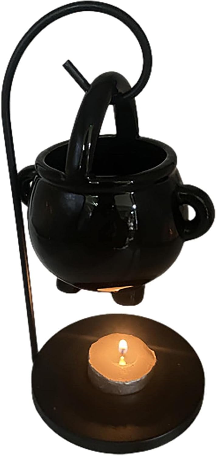 Oil Lamps & Accessories - Halloween Cauldron Wax Melter,Hanging Cauldron Oil Burner, Halloween Wax Burner Ornaments,Hanging Cauldron Pagan Oil Burner with Handle, for Fragrance Wax Melts Home Decor