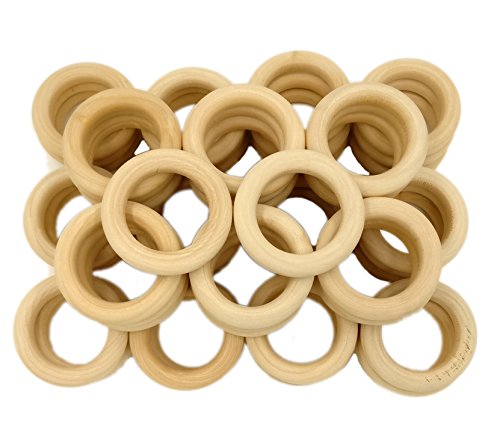 R.FLOWER 55 PCS 2.2" Natural Wood Rings Circles Wooden Rings for Craft DIY Pendant Connectors Jewelry Making