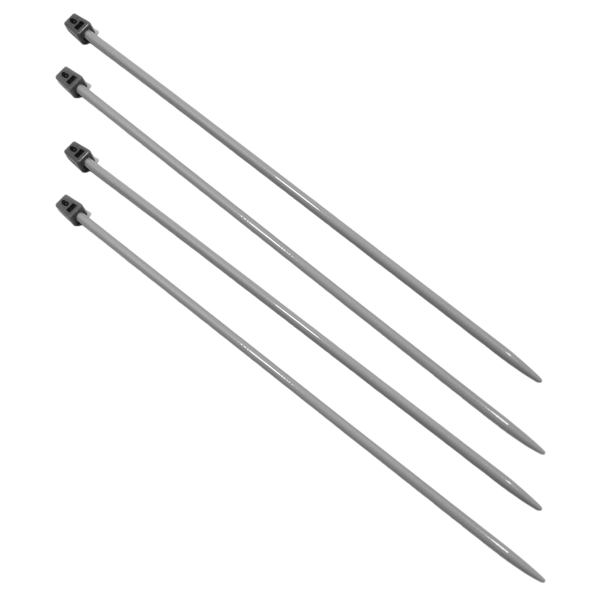 JYC CREATIVE 2 Pairs Knitting Needles 6 mm x 35 cm, Long Needles with Ergonomic Firm Grip Handle, Ideal for Knitting Projects, Suitable for Beginners and Experts (2 Pairs, 6 mm x 35 cm)