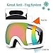 Odoland Snow Ski Goggles S2 Double Lens Anti-Fog OTG Windproof UV400 Eyewear for Men, Women and Youth-Skiing Snowboarding, White Frame Green Lens vlt 15%