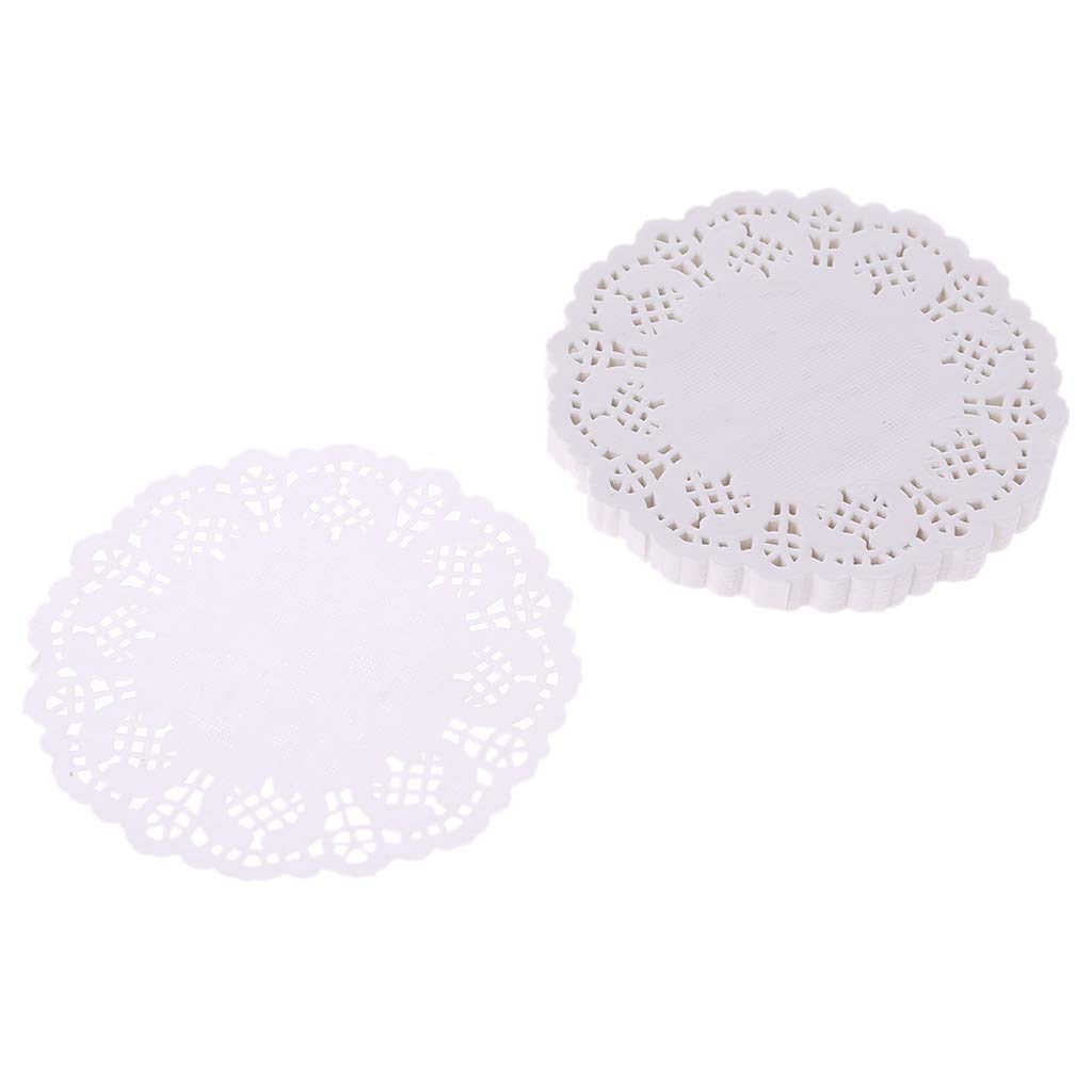 SHOTAY BENGKUI Paper Coaster,100pcs Lace Coaster Placemat Cushion Mug Holder Tea Cup Pad Mat Wedding Party White