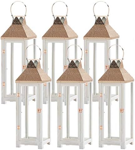 Nikki Chu Set of 6 Hartford Large Wooden Lanterns 7" x 7" x 26"