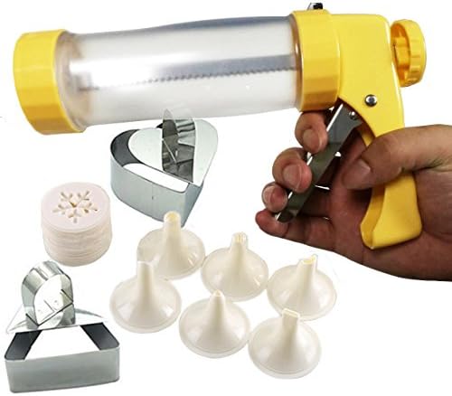 Onmexto Cookie Maker Presser Biscuit Icing Gun with 16 Disc Mold 6 Decorating nozzle 2 Baking Mould Multifunctional Cookie Tool