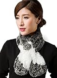 MEEFUR Women's Real Rex Rabbit Fur Scarves Rose Design