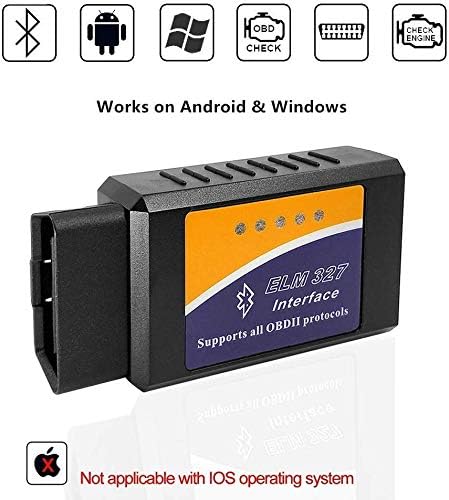 DIBMS Car ELM327 OBD2 Bluetooth Scanner Auto Diagnostic Scan Tool Vehicle OBDII Fault Code Reader Check Engine Light Adapter for Android Windows Devices Compatible with Torque Pro APP, Not for Iphone