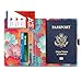 MoKo Passport Holder, PU leather Travel Case Cover for Passport, Colorful Flowers