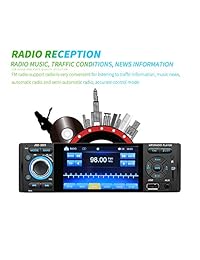 Hikity Single Din Radio para coche 4 '' HD Pantalla táctil Reproductor MP5 Bluetooth FM Soporte para teléfono Android Enlace de espejo con entrada AUX   USB   SD   AUX + cámara de respaldo