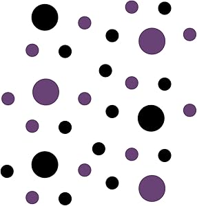 Black/Purple Vinyl Wall Stickers - 2 & 4 inch Circles (30 Decals)
