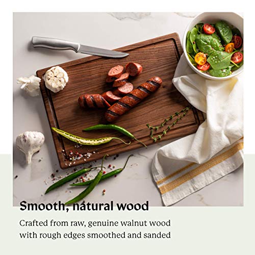 Wood Cutting Board with Juice Groove | Genuine HÃ¤rthwood Walnut Prep & Serve Chopping and Carving Block with Seasoning Oil | Made in the USA (9"x13")