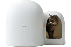 MS!MAKE SURE Cat Litter Box, Large Covered Hidden Dog Proof Closed Modern Cat Litter Box Furniture with Scoop, for Odor Control and Less Tracking, Easy to Clean,26.7"x19.6"19.6", Snow White