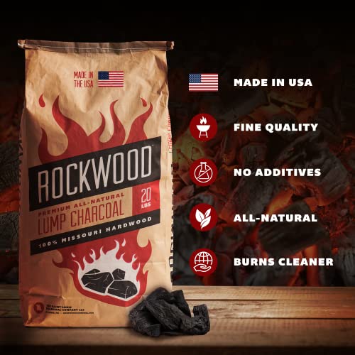 Rockwood All Natural Hardwood Lump Charcoal 20 Lbs 100 Made in USA