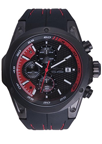 Daniel Steiger Roadster Red Men's Watch - Precision Quartz Movement with Chronograph - 100M Water Resistant - Durable Silicone Band with Designer Stitching