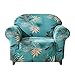 Subrtex Spandex Slipcover Printed High Stretch Washable Couch Cover 1 Piece Furniture Protector (Aqua Printed,Chair)