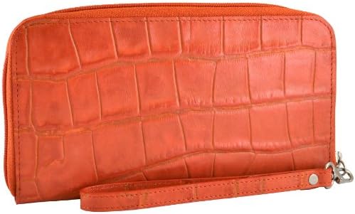 Italian Leather Zip-around Phone Wallet Wristlet by ALICIA KLEIN CLEARANCE SALE!!- CAYENNE