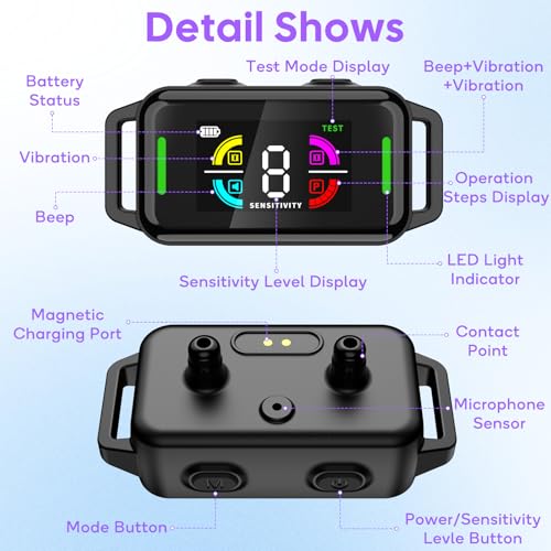 LYtech Dog Bark Collar, Anti-Bark and Anti Howling Collar for Dogs, 4 Vibration/Sound Modes, Waterproof IP67, Rechargeable Device to Stop Barking Large Medium Small
