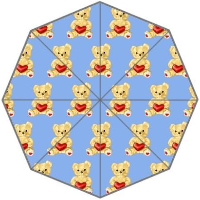 Custom Auto Foldable Umbrella Cute Teddy Bears Blue Pattern 3D Printed Design