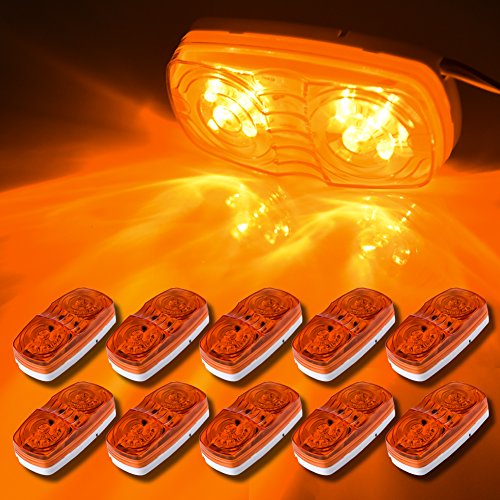 Catinbow 10 Pcs LED Marker Light 4" Bullseye Super Bright Amber Side Marker Light Indicator 10 Diodes Trailer Marker Light for Truck RV - Thumbnail 7