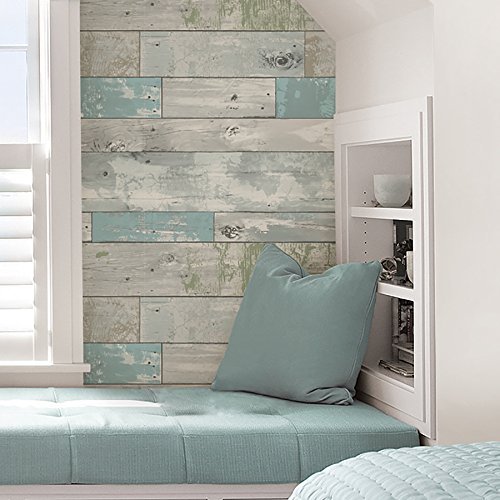 NuWallpaper NU3126 Beachwood Peel & Stick Wallpaper, Multicolor Pricepulse