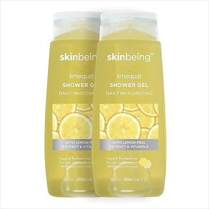 Skinbeing Lime Quat Daily Invigorating Shower Gel with Lemon Peel Extracts,  280 ml (Pack of 2)