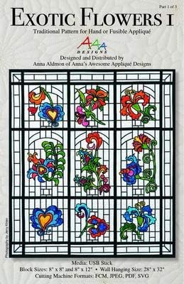 Download Amazon Com Anna S Awesome Applique Designs Pattern For Hand Or Fusible Applique Exotic Flowers 1 Files On Usb Drive Item Sgw2018d1 Arts Crafts Sewing