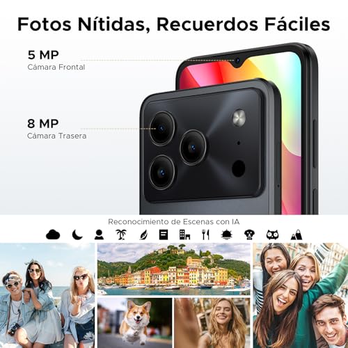 DOOGEESmart Note56 Android 16 Telefono Movil Libres, 6150mAh 24GB+ 64GB/2TB Smartphone, Octa Core Telefonos Moviles HD+ 6,56", Cámara 8MP Teléfono Móvil, Gemini AI/Dual SIM/Face ID/GPS/OTG/Widevine L1