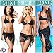 Coqueta Mesh Cover up Swimwear Beach Sarong Pareo Canga Swimsuit Wrap Black-O/S