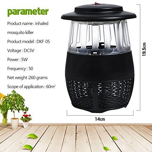 Dolloly Electronic Mosquito killer, Mosquito Trap LED Lamp, Bug Zapper Insect Killer, USB Power Mosquito Trap for Indoor and Outdoor Use 02 BK