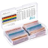 Blulu 1140 Pieces Metal Film Electronics Resistors Kit, 38 Values 1% Assorted Resistors from 10 Ω to 1 MΩ 1/4W Resistors Variety Pack for Experiments and DIY Projects