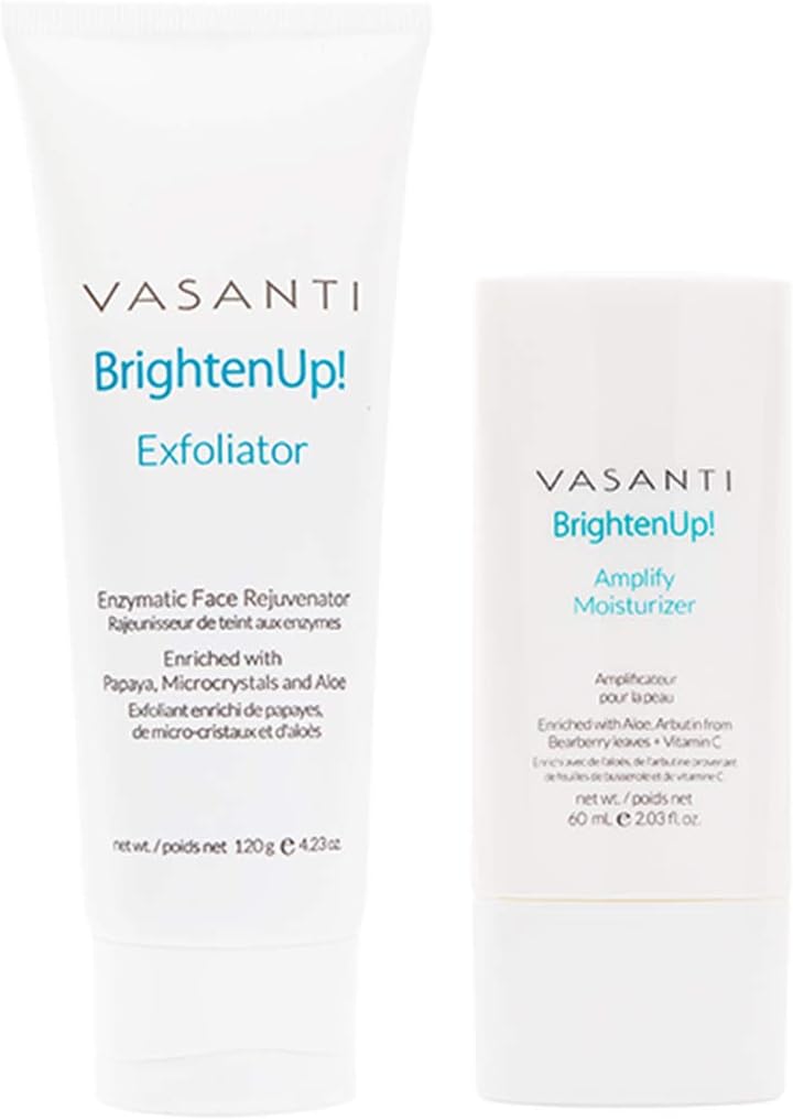 Vasanti Brighten Up Exfoliator (120g) and Moisturizer (60ml) Kit, Brighten, Cleanses