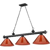 Z-Lite 2306-3MB-PRD Cordon Billiard Pendant, 3-Light 180 Total Watts, Matte Black