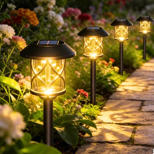 Quntis Solar Garden Lights LED 8 Pieces Solar Garden Lights with Automatic On/Off 3200K Outdoor Lights Garden Decorative IP65 Waterproof for Courtyard Lawn Pool Patio Driveway Trees