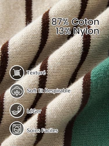 Les umes Polo Men Striped Retro Short Sleeve Cardigan Cotton Summer Golf Casual