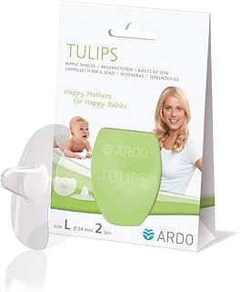 Ardo Tulips Brusthütchen aus Silikon – Größe L – Hauchzartes BPA-freies Stillhütchen für schmerzende Brustwarzen beim Stillen – Erleichtert die Ernährung des Babys mit Muttermilch – 24mm