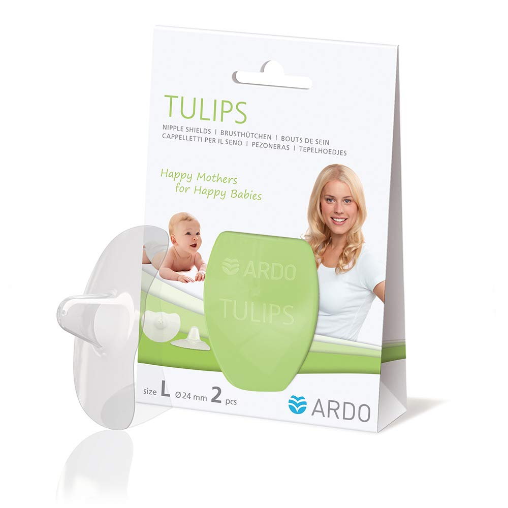 Ardo Tulips Brusthütchen aus Silikon – Größe L – Hauchzartes BPA-freies Stillhütchen für schmerzende Brustwarzen beim Stillen – Erleichtert die Ernährung des Babys mit Muttermilch – 24mm